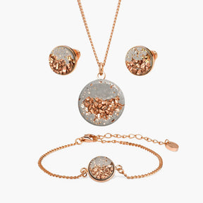 Oferta especial | Colar Maria e Pulseira Lia | Rosé Cinza 